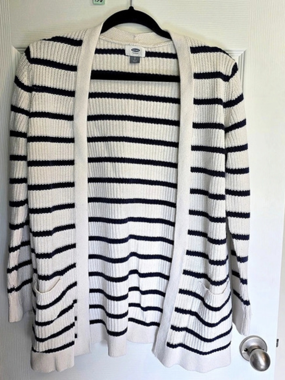 Old Navy Striped Open Front Cardigan White & Blue Size Small